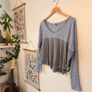 We The Free - Small - Two-Tone Gray Long Sleeve Top